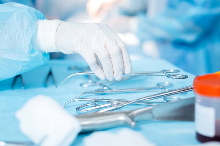 Take this one. Sterile medical equipment lying on the support and being ready for usage