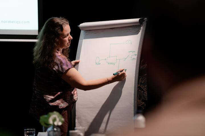 GHG training woman writing on board