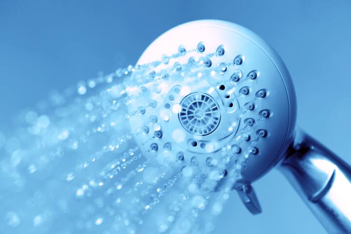 Shower with running water